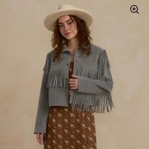 Rylee & Cru Cropped Fringe Jacket XS